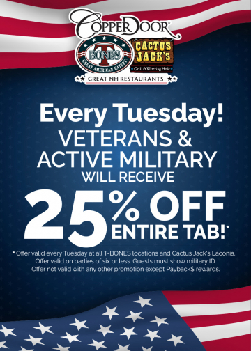 25% OFF for Veterans & Active Military