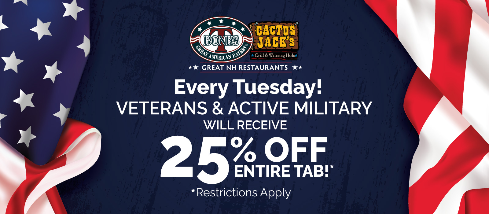 25% OFF for Veterans & Active Military